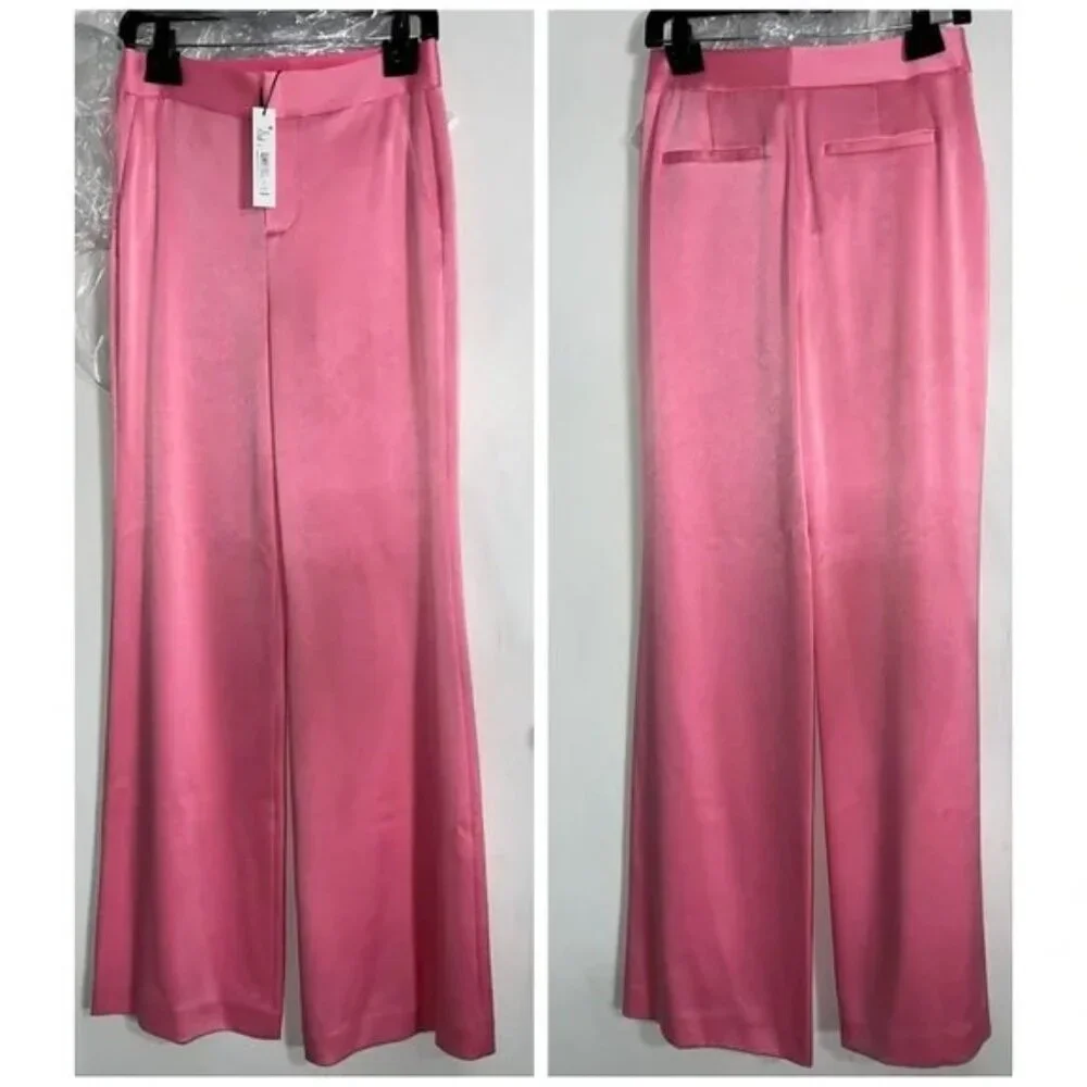 Alice + Olivia Deanna Satin-Finish Palazzo Pants - Size 4 NWT - Picture 9 of 13